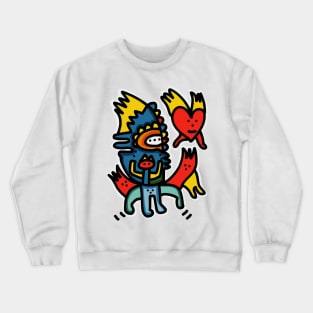 Graffiti Comic with a Red Heart with Wings Crewneck Sweatshirt